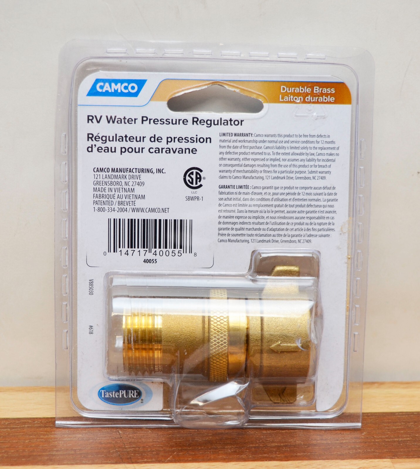 Camco 40055 RV Camper Motor Home Trailer Heavy Duty Solid Brass Water Regulator