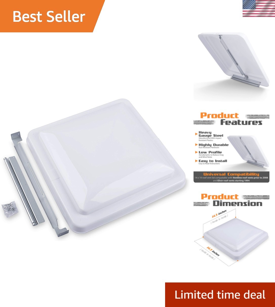 Universal 14.5″ Weather Resistant RV Roof Vent Cover for Trailers & Campers