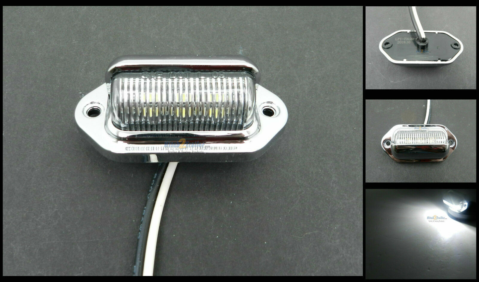 LED License Plate Tag Light CHROME Boat Trailer RV Truck Interior Step Light