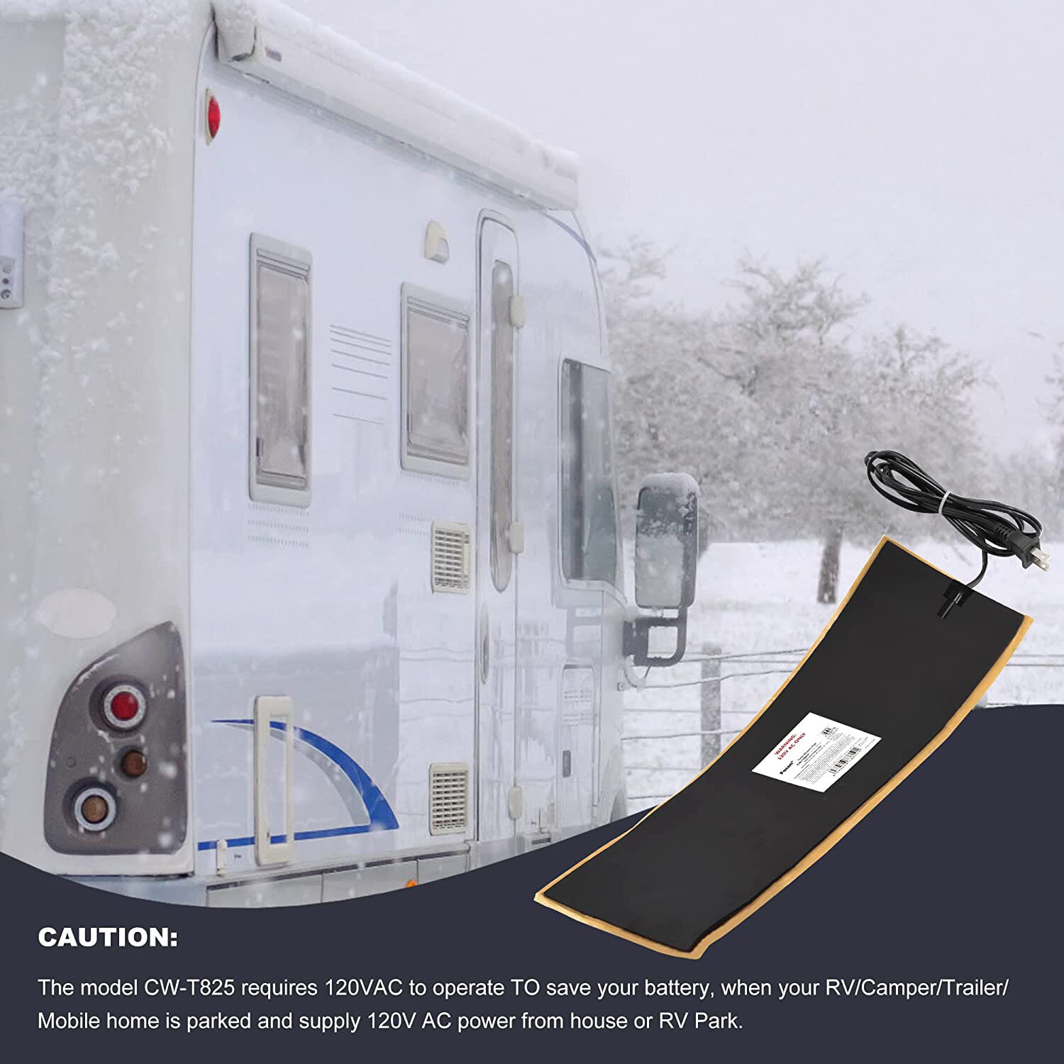 Facon 8″ x 25″ 120 Volts AC Water Tank Heater Pad with Automatic Thermostat