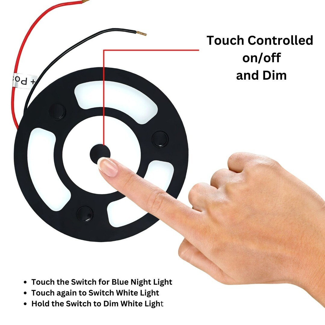12V LED Spot Light Touch Control Dimmer Switch Motorhome Campervan Caravan Boat