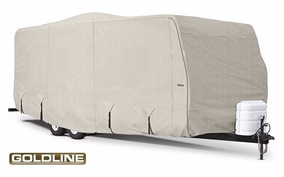 Goldline Premium RV Cover Travel Trailer Fits 26 to 28 foot Grey