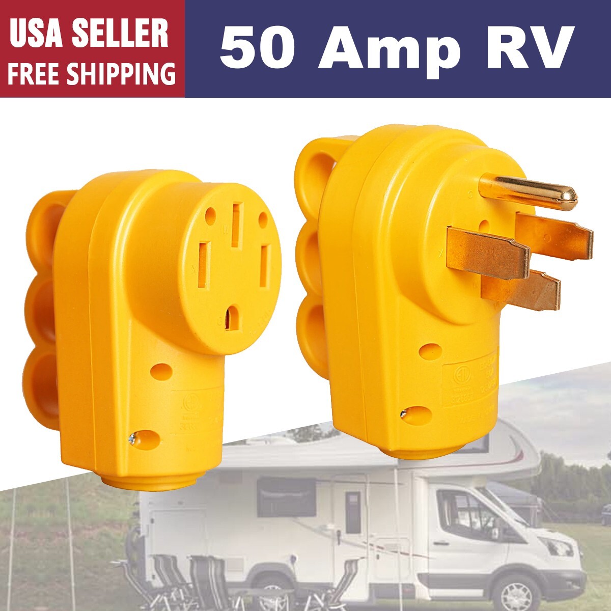 50Amp Male Female RV Replacement Plug Electric Power Cord Receptacle Connectors
