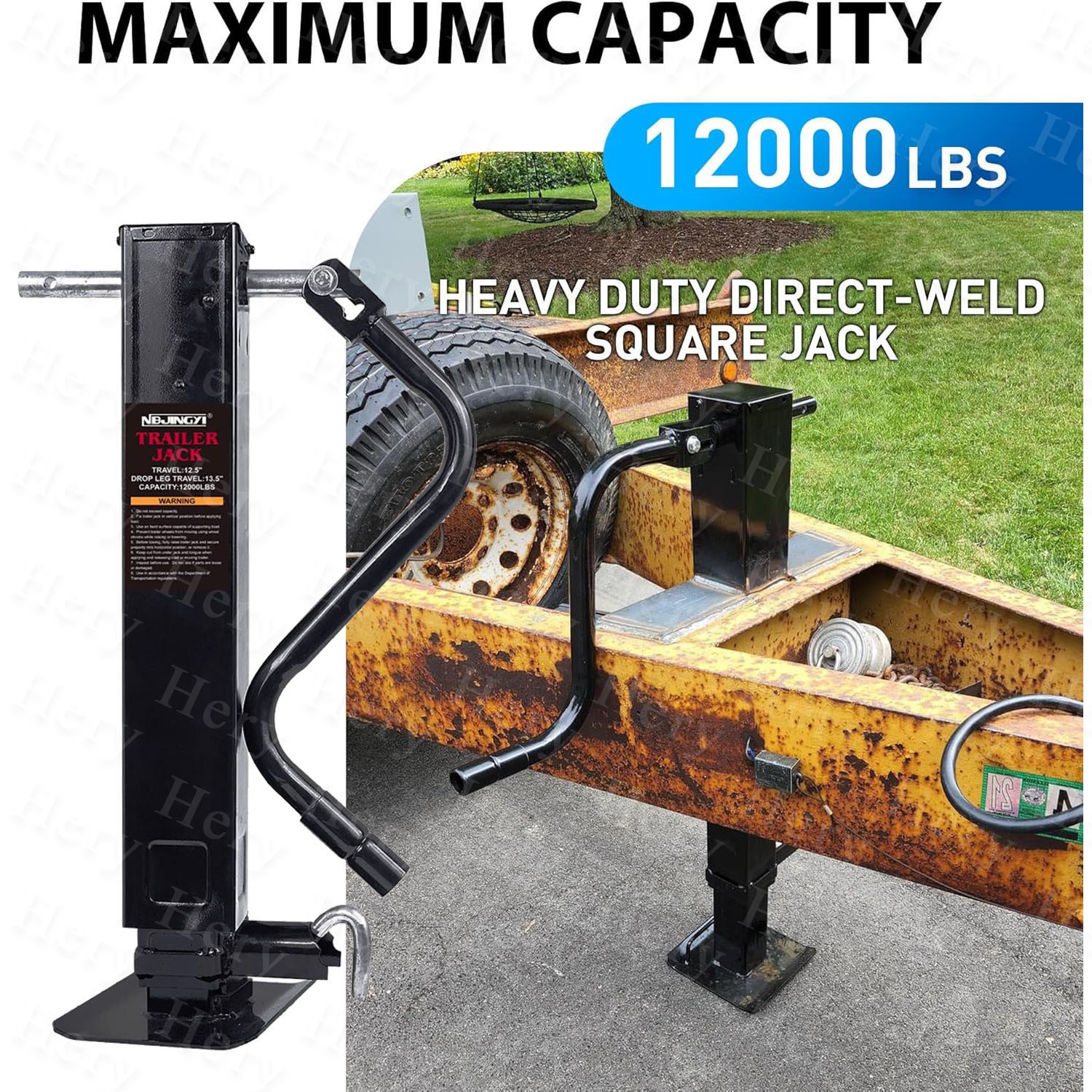 12000lbs Heavy-Duty Trailer Jack Weld-on 12.5″ Lift 13.5″ Drop Leg Square Tube