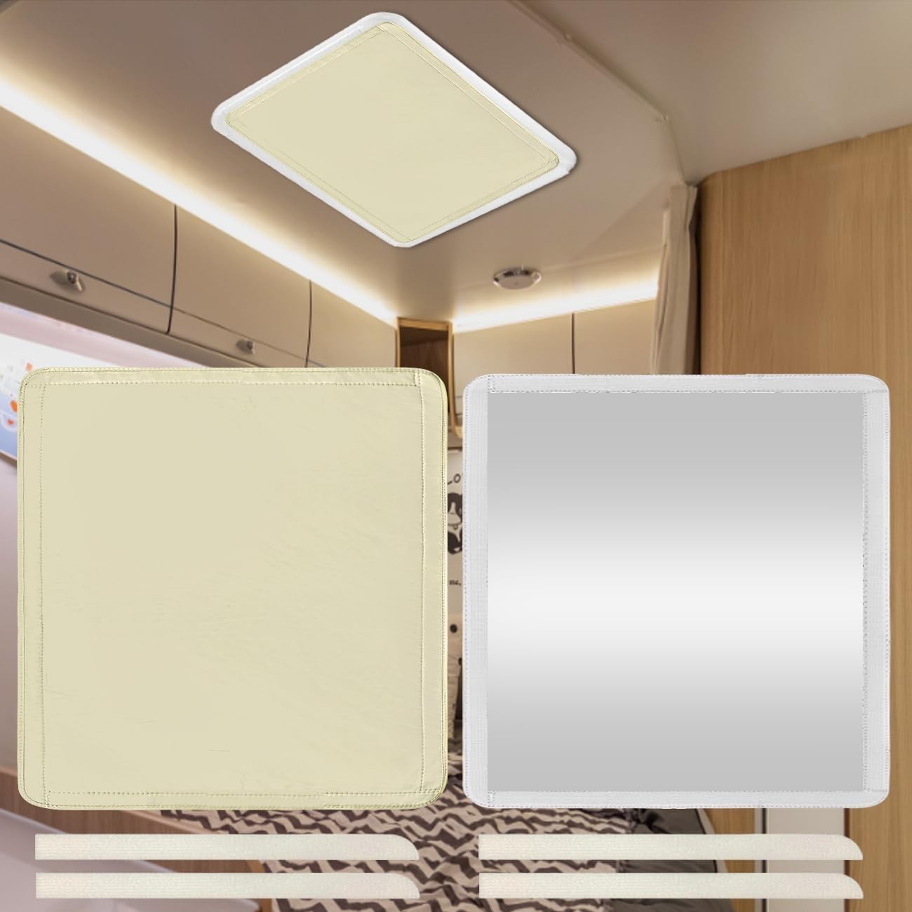 Lightweight 16×16 RV Skylight Cover – Insulating and Sun-Blocking, Beige Fabric