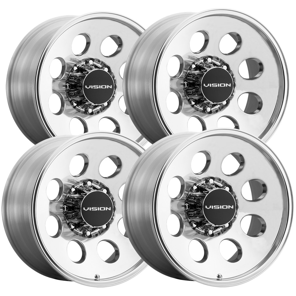 (Set of 4) Vision 56VT Midway Trailer 16×7 8×6.5″ -12mm Polished Wheels Rims