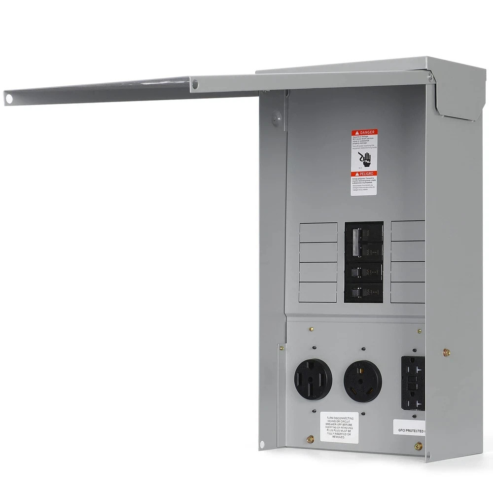 20/30/50 Amp Weatherproof RV Electrical Outlet Panel with Breaker