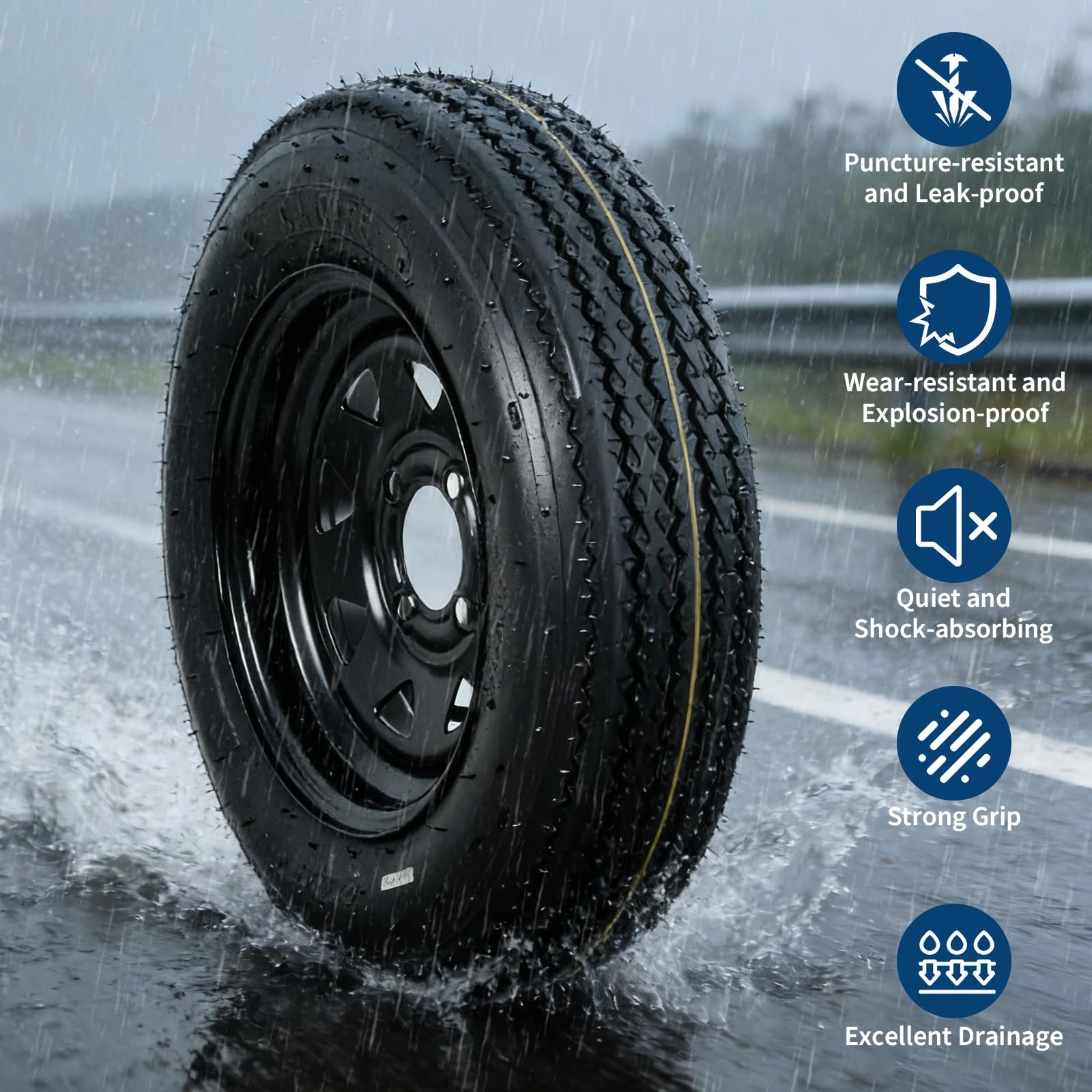 2-Pack Trailer Tire On 12″ Rims 4.80-12 480-12 4.80×12 4 Lug 4″ Bolt Pattern