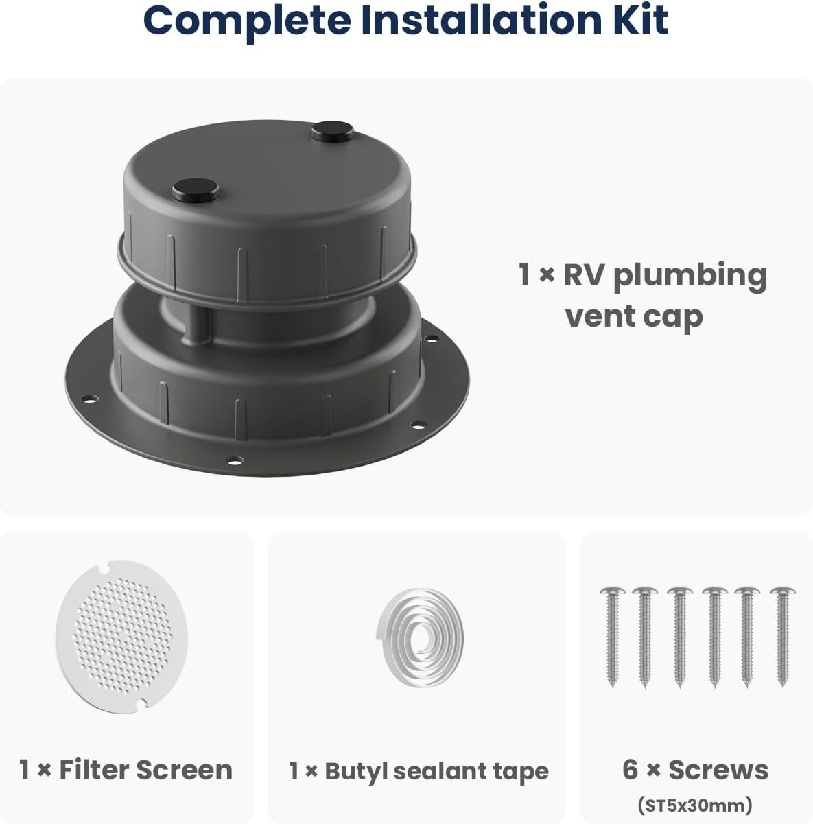 Aluminum RV Roof Vent Cover- Metal Replacement for Plastic Sewer Plumbing Cap…