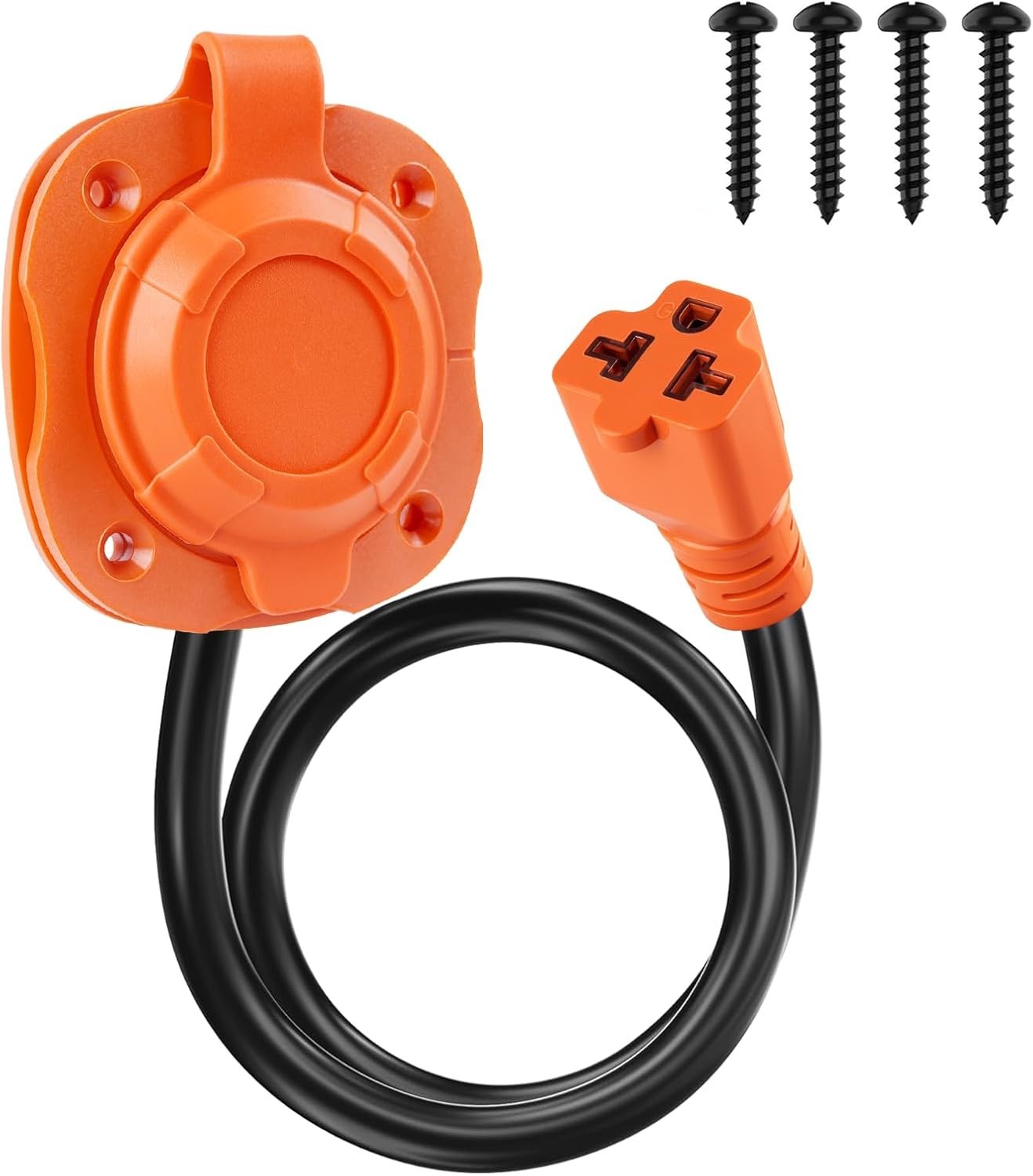 20A RV Shore Power Inlet with 5-in-1 T-Blade and 18-inch Weatherproof Cord