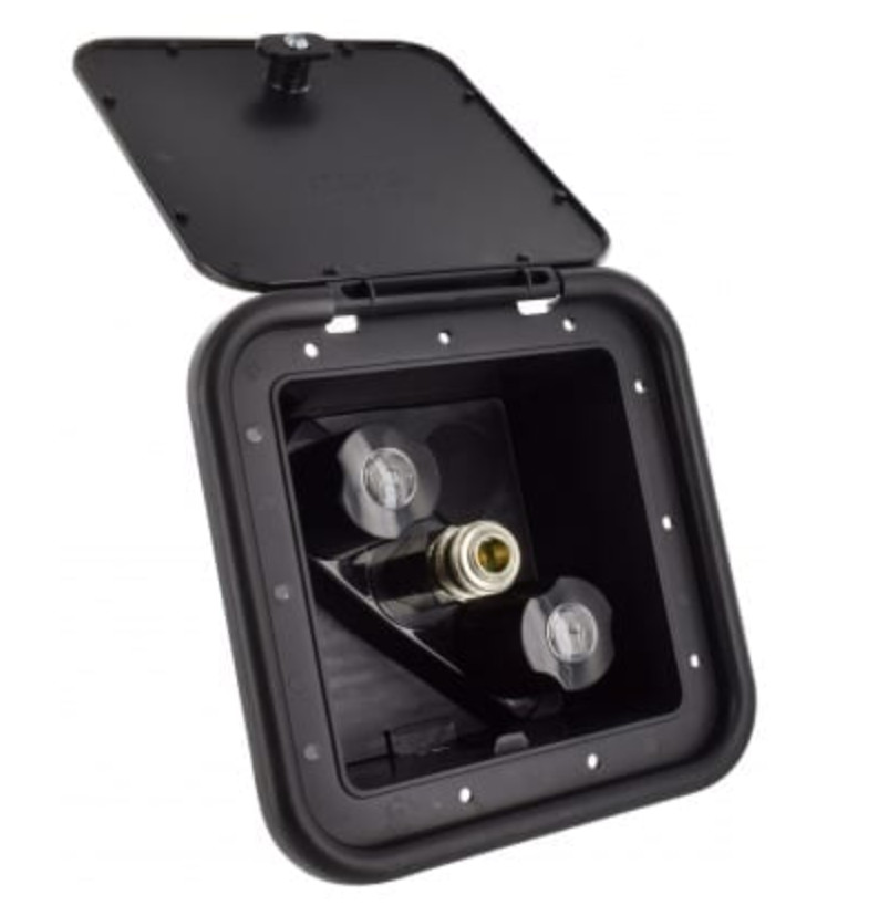 ProCamp RV Spray-Away Two Handle Hot and Cold Outlet with Quick Connect – Black