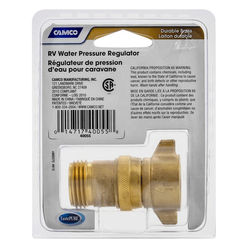 Camco 40055 Brass Water Pressure Regulator 3/4″ FPT x 3/4″ MPT