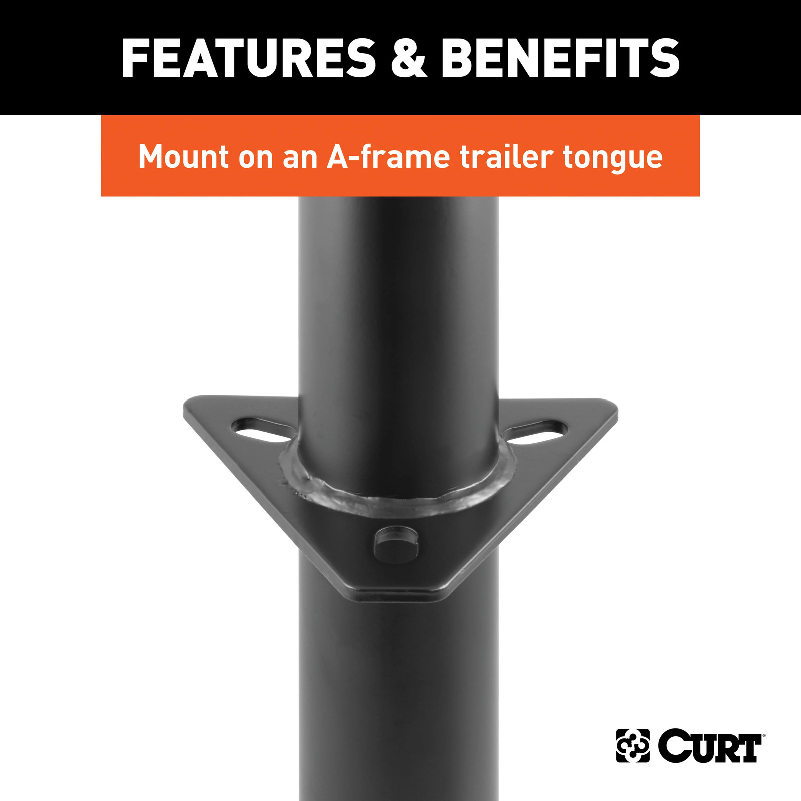 A-Frame Trailer Jack Tongue Jack w/ Top Handle (5K lbs, 15″ Travel) CURT 25007