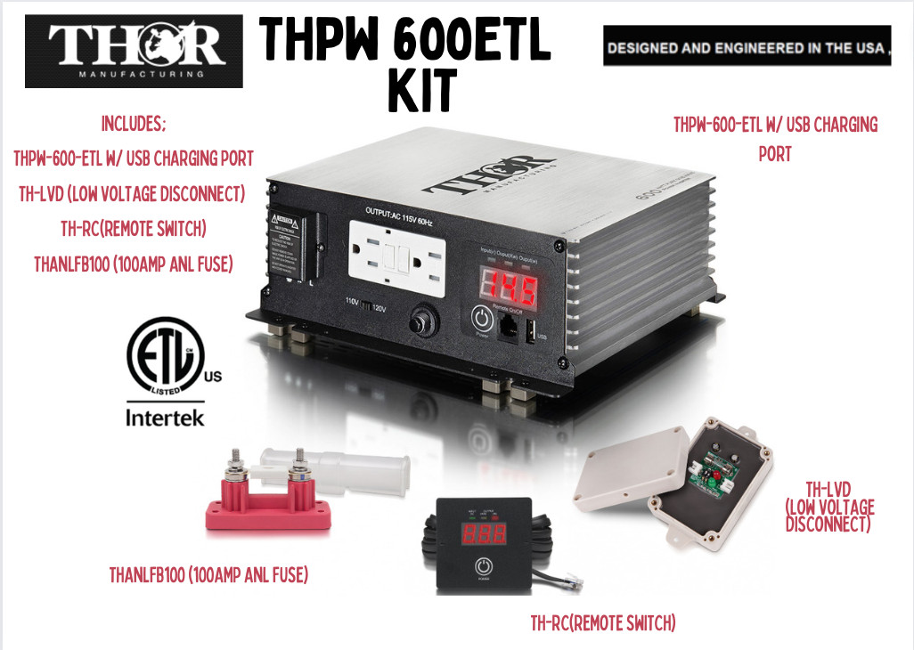 MSR$276 US QUALITY THOR 600 Watt Pure Sine Inverter $185 FREE UPGRADES UL Listed