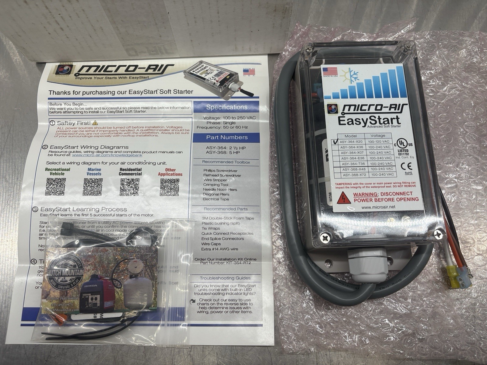 NEW Micro-Air EasyStart (Soft Start) for RV Air Conditioners ASY-364-X20-IP