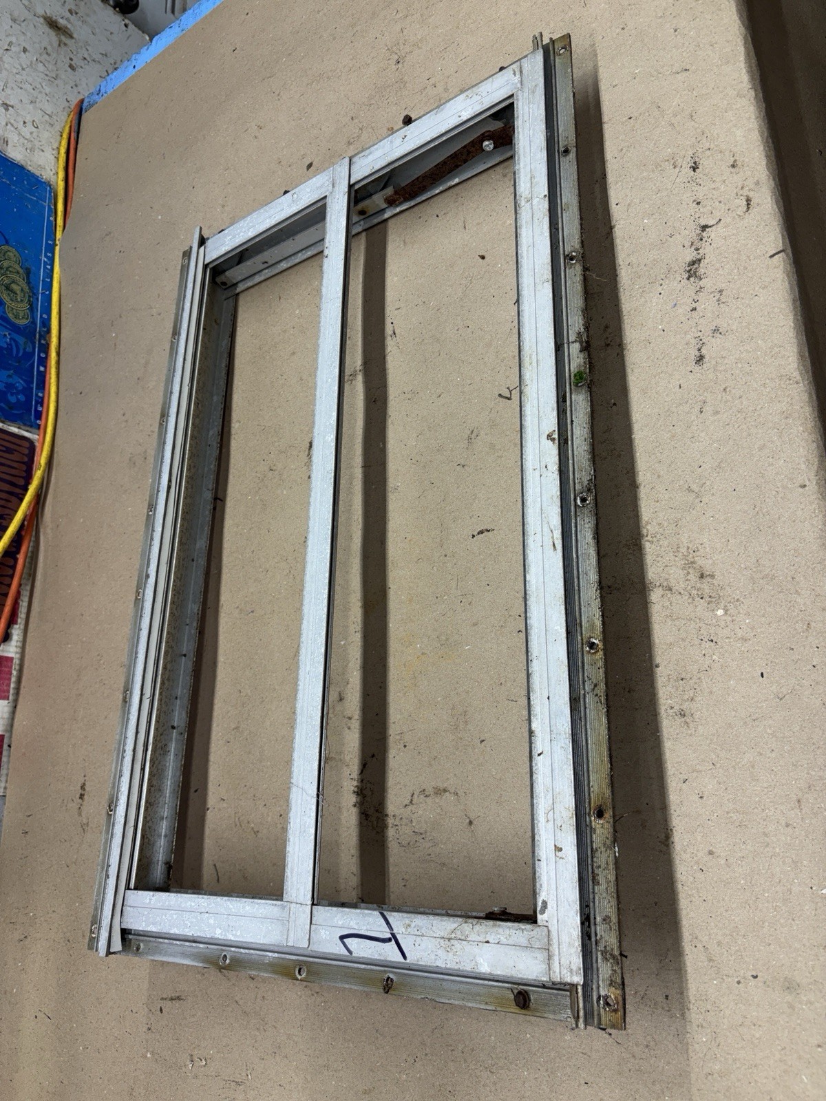 VINTAGE CAMPER RV 1967 1968 69 WINDOW FRAME GLASS CRANK OUT 15×24 Needs Work Brk