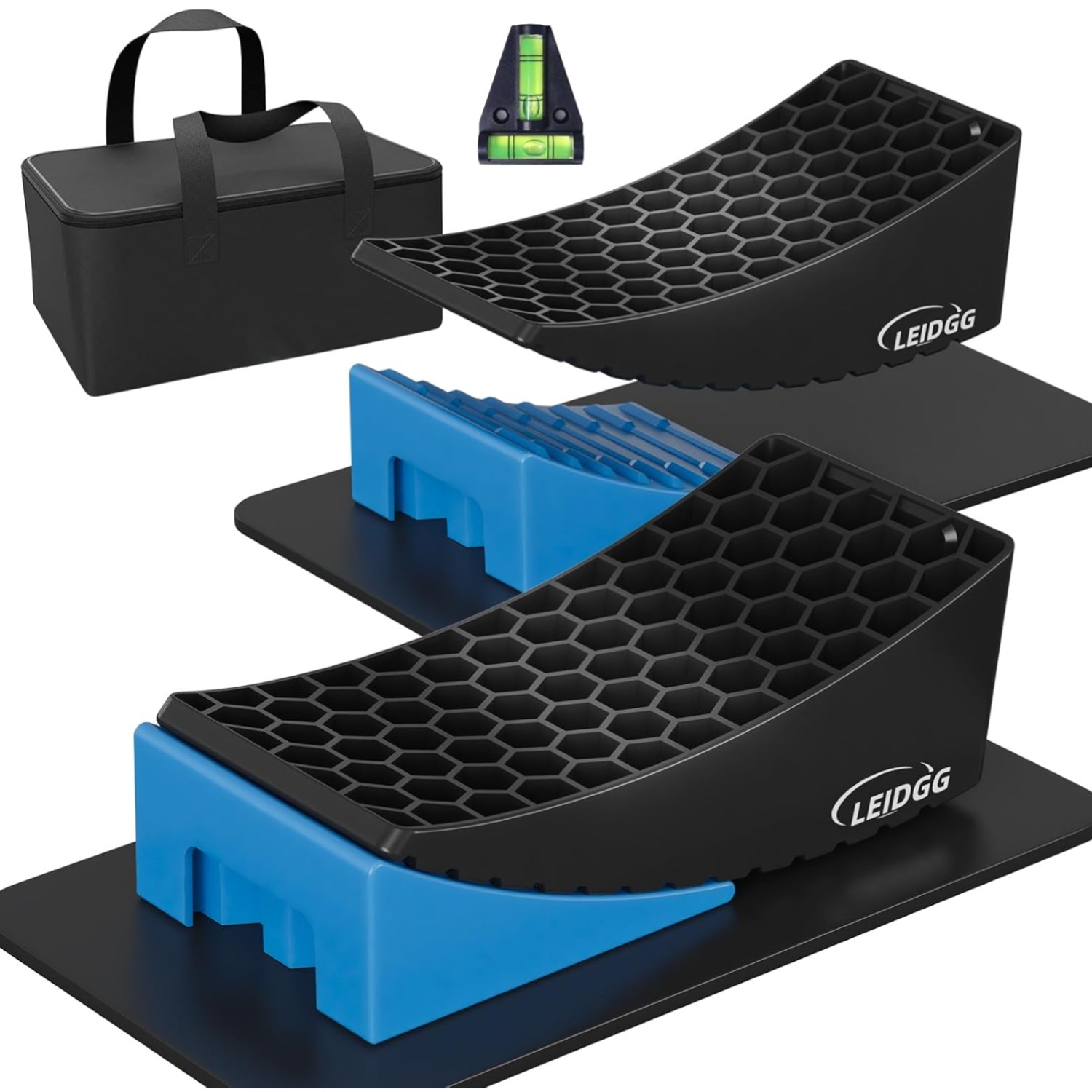 RV Leveling Blocks 2 Packs Kit Camper Blocks Carrying Bag Anti-Slip Mats