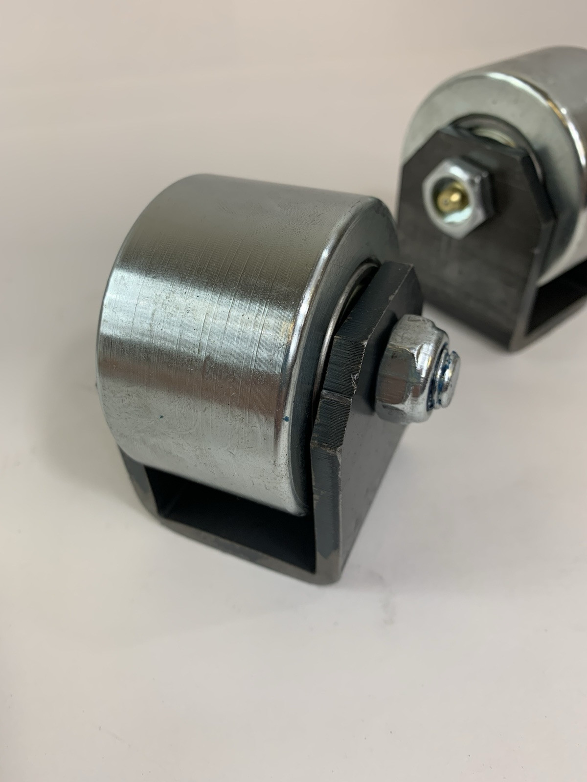 Two x 1.5 inch wide RV Skid Steel Roller Weld On Wheel For RV, trailer