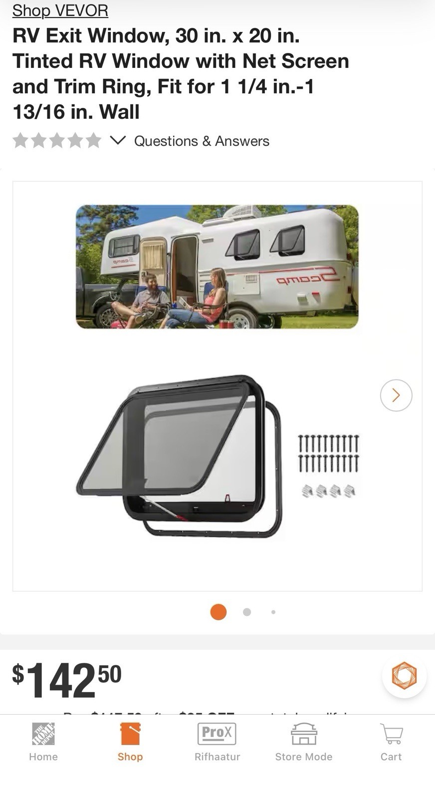 RV Exit Window, 30 in. x 20 in.Tinted RV Window with Net Screen and Trim Ring