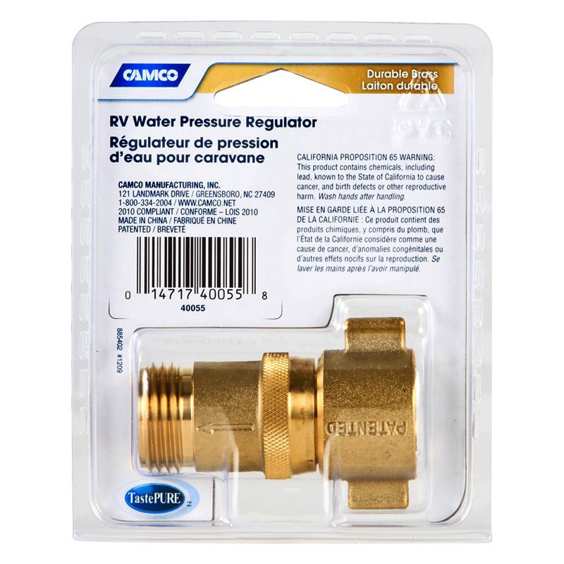 Camco 40055 Brass Water Pressure Regulator 3/4″ FPT x 3/4″ MPT