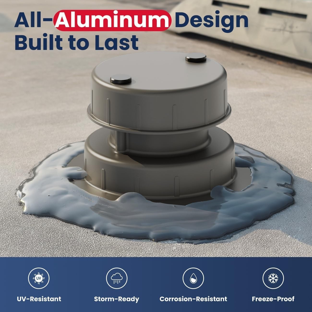Aluminum RV Roof Vent Cover- Metal Replacement for Plastic Sewer Plumbing Cap…