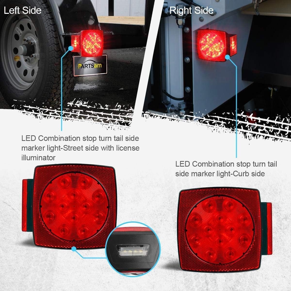 Durable 12V Submersible Trailer Light Set – Stop, Turn, Brake Functions Included