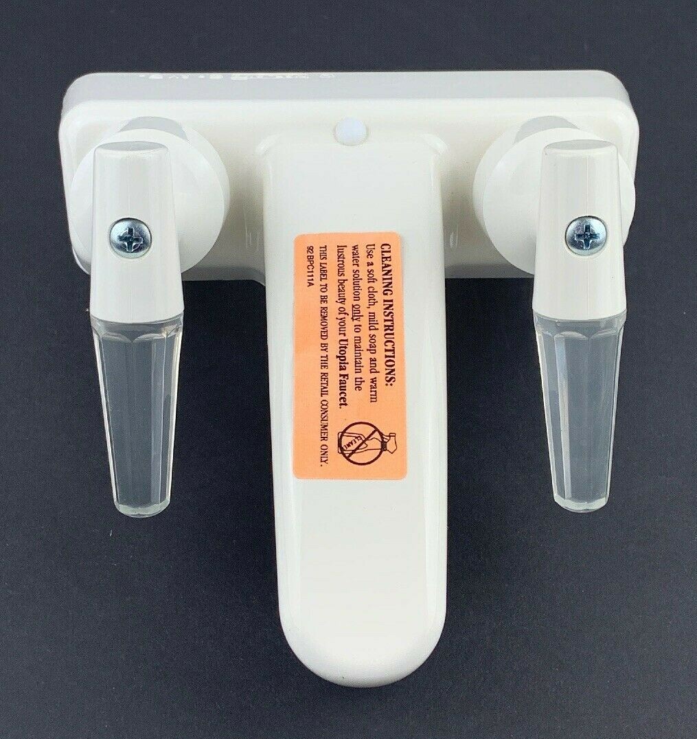 RV Mobile Home Faucet 4″ Center Set Lavatory Parchment Color Plastic Utopia