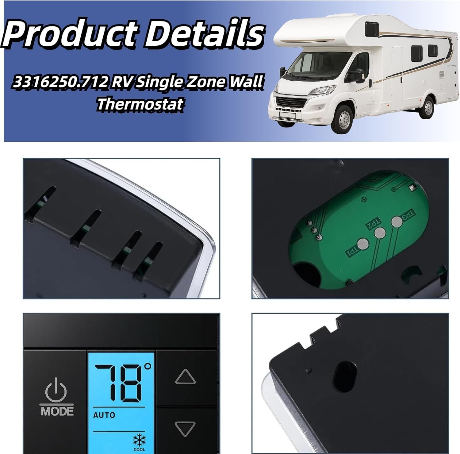 RV Thermostat Compatible with Dometic 3316250.712, 3-Wire Single Zone Control…
