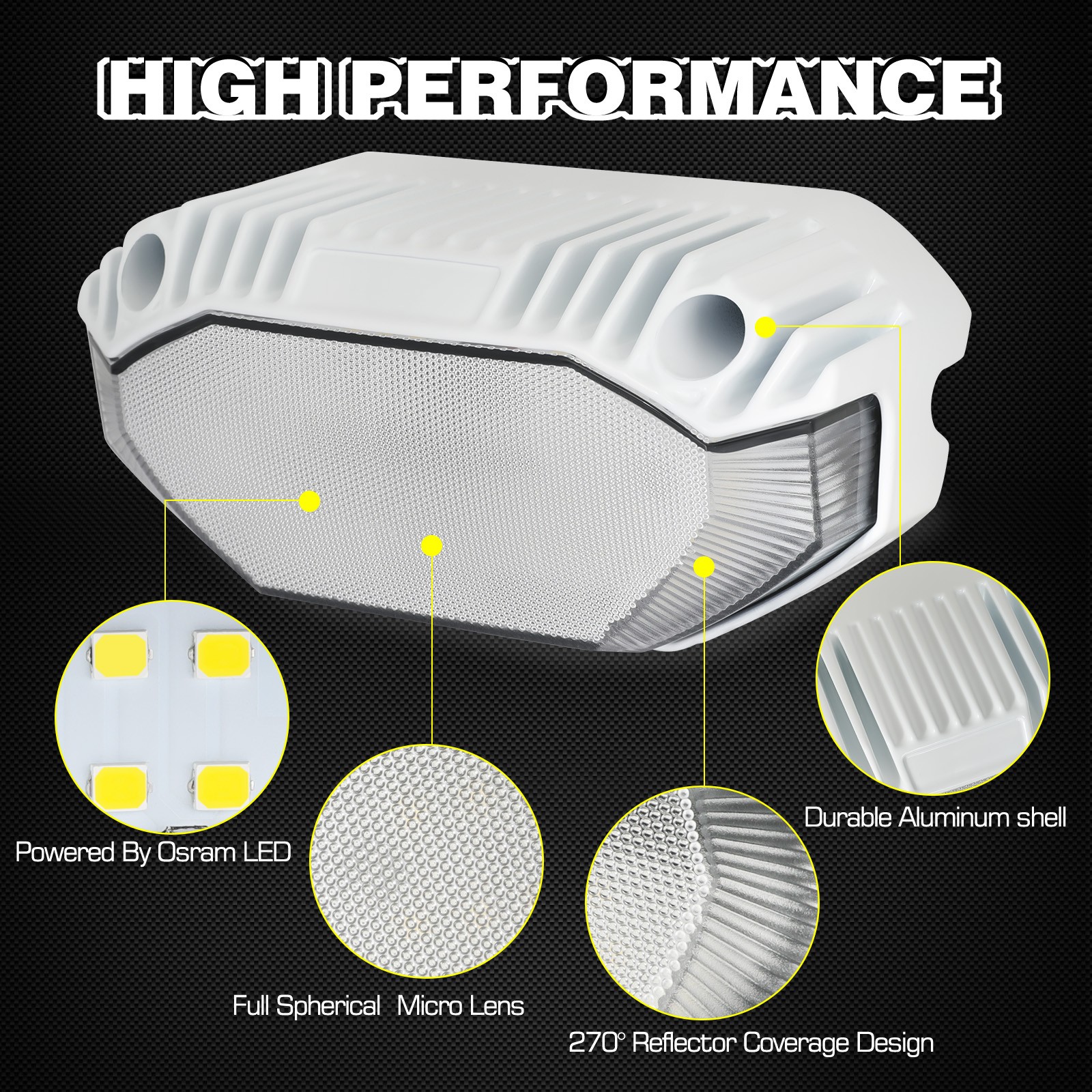2Pcs 5″ RV Exterior 12W LED Porch Light Utility Camper Awning Lamp Trailer Boat