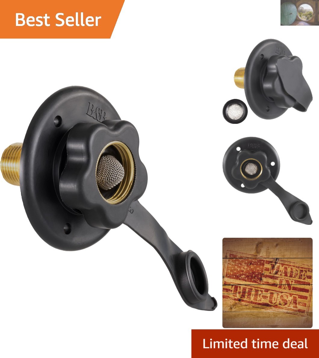 Secure Drinking Water Fill Inlet for RVs – Brass Pipe Threads | Black Design