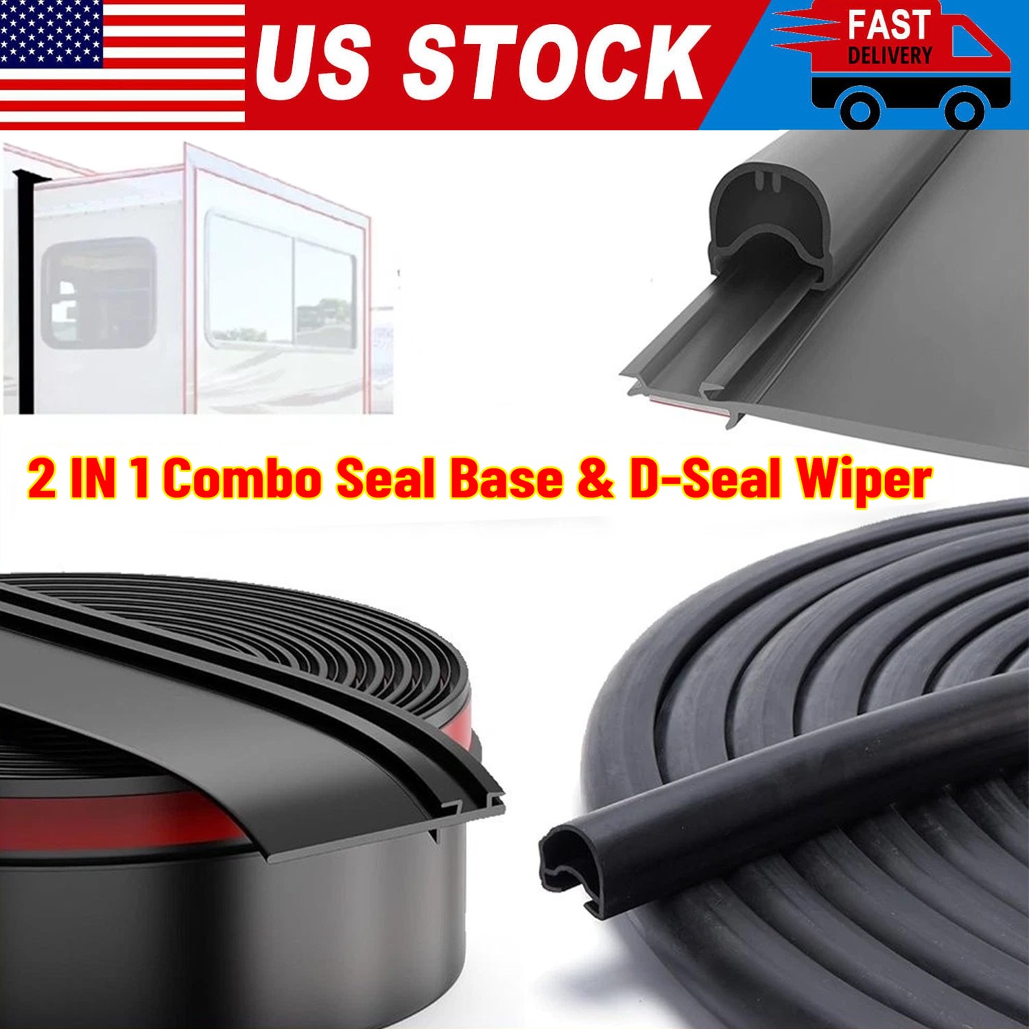 Combo RV Camper Slide Out Seal Set 018-312-EKD D-Seal Wiper 018-341 EK Base 35FT