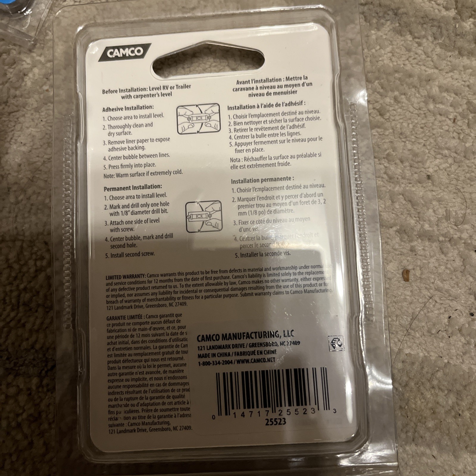 RV Stick On Levels 2 Pack Vial Levels Camco #25523 NEW