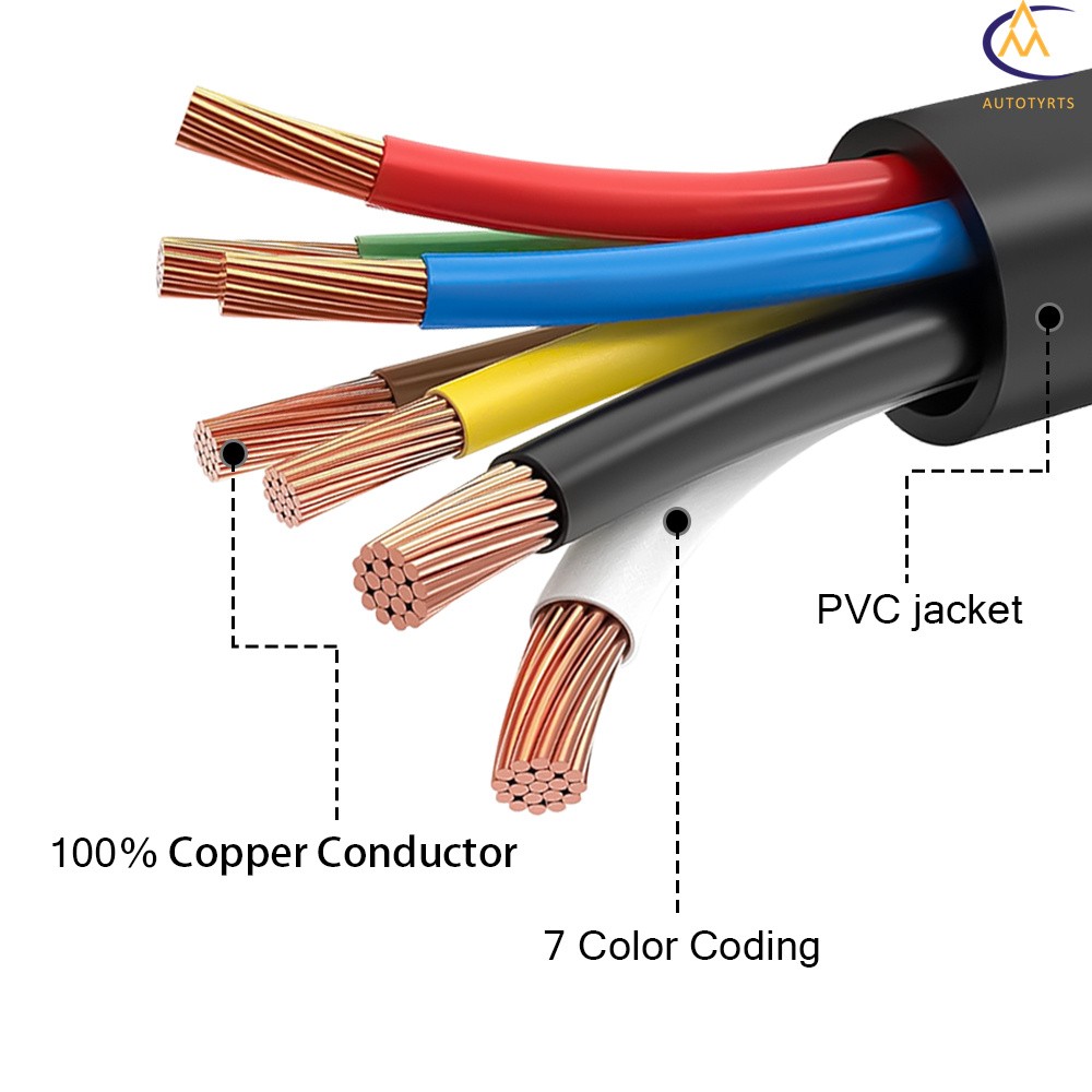 7FT Wire Harness Light Plug Connector For 7-way 7-pin trailer connection cable