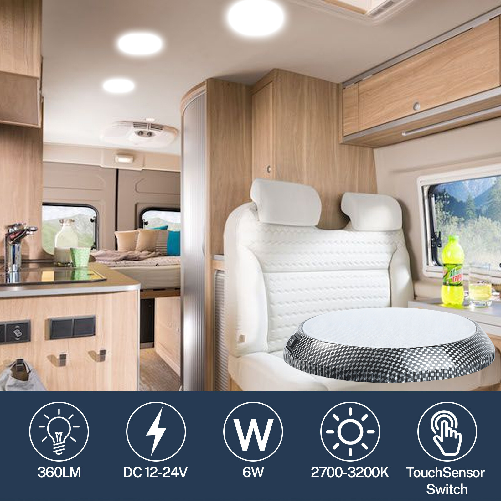 5Inch 12V Led RV Ceiling Dome Light RV Interior Lighting for Trailer Camper Boat
