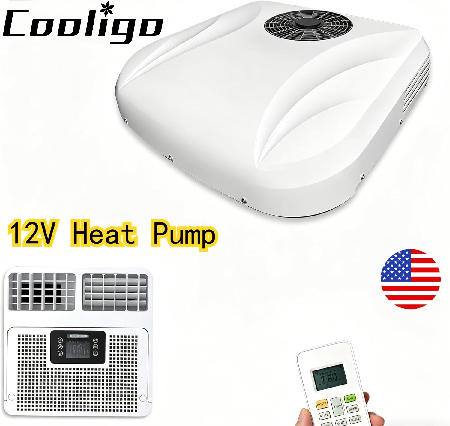 10000BTU 12V Heat Pump Roof Air Conditioner Truck Dual-Function Heat&Cool 2in1