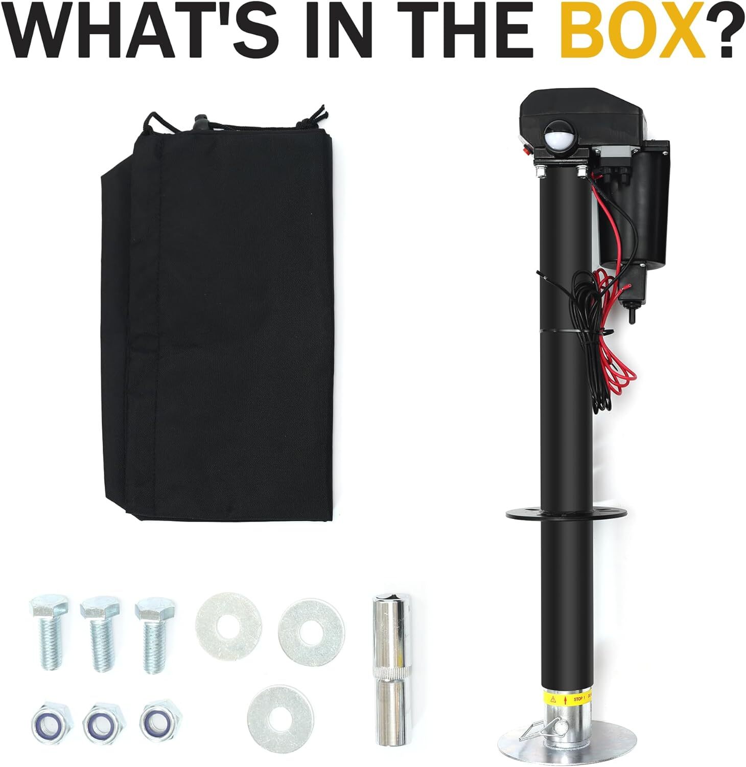 Electric Trailer Jack A Frame Travel 3500lb 12V with Drop Foot Protective Cover