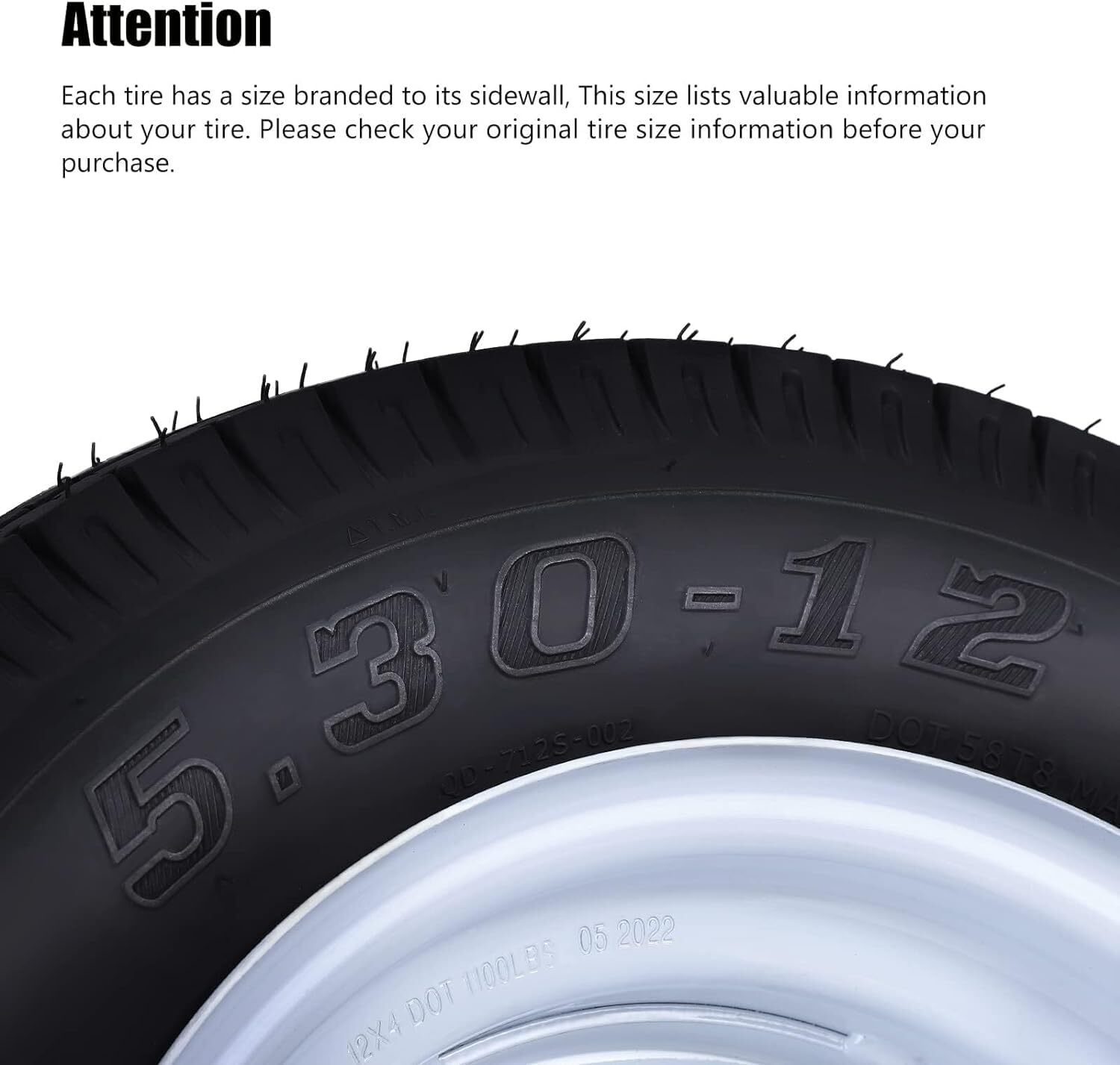 🆕2pack Trailer Tires 5.30-12 5.30×12 530-12 530 12 with 12″ Rims 5 Lug on 4.5″