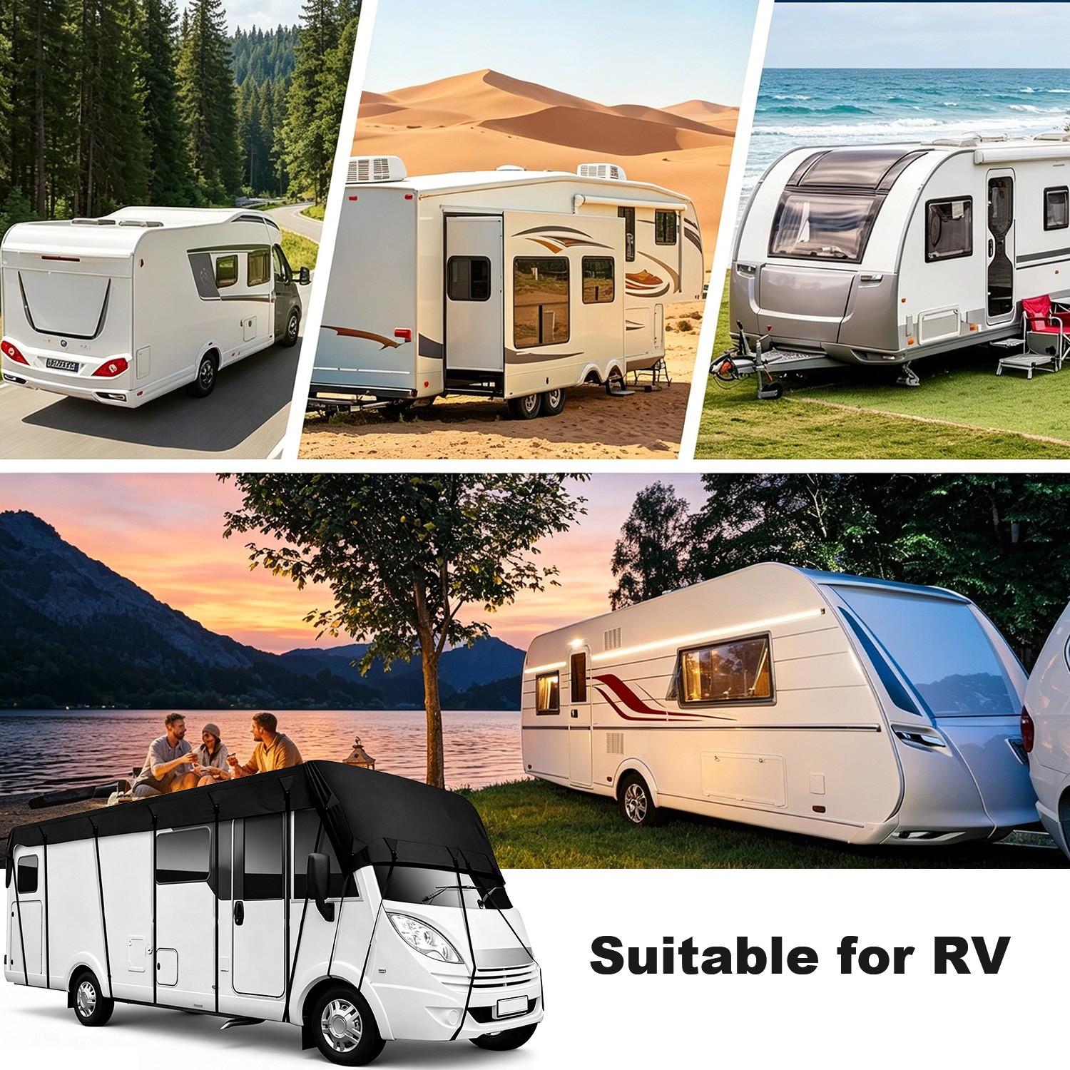 210T Waterproof RV Roof Cover Heavy Duty UV Resistant Trailer Camper Protector