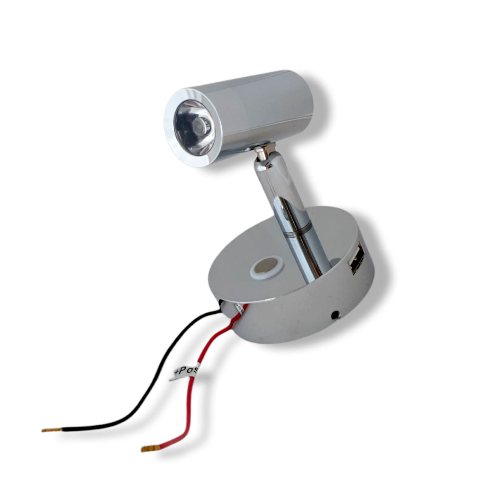 LED Reading Light 12V 24V Chrome Spotlight Touch Switch USB Caravan Boat Lamp