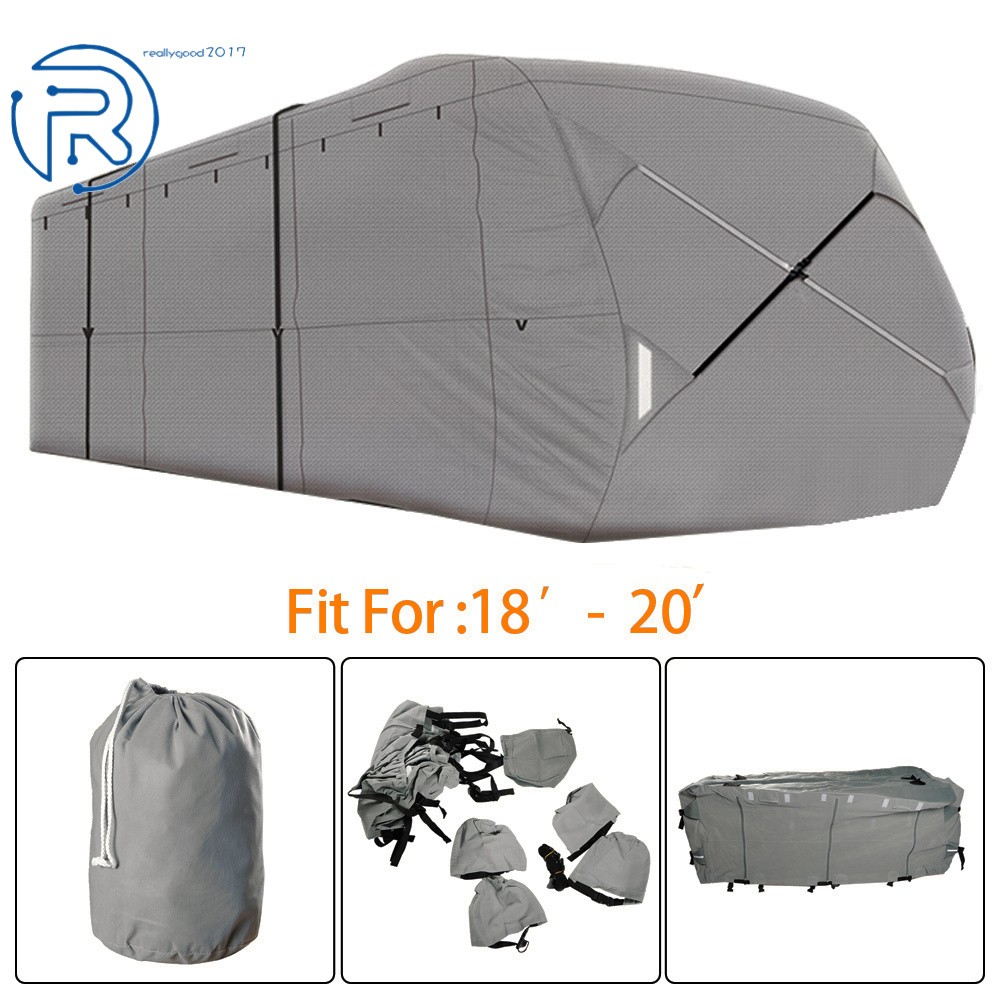 Non-Woven Fabric Travel Trailer RV Cover Gray Anti-UV Fit For Camper 18′-20′