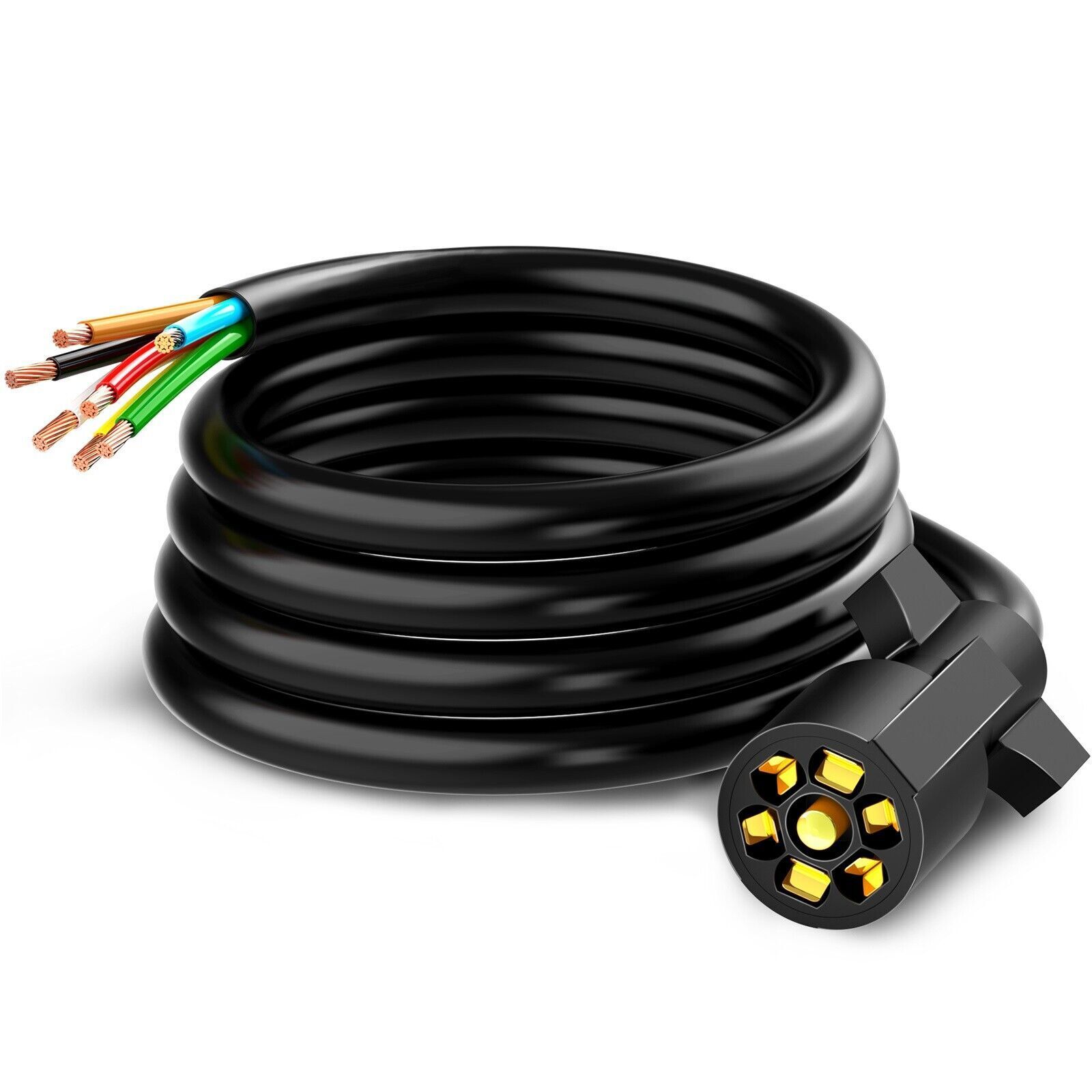 7 Way 16FT 7 Way Trailer Extension Cord Heavy Duty Plug Inline Cord for Truck