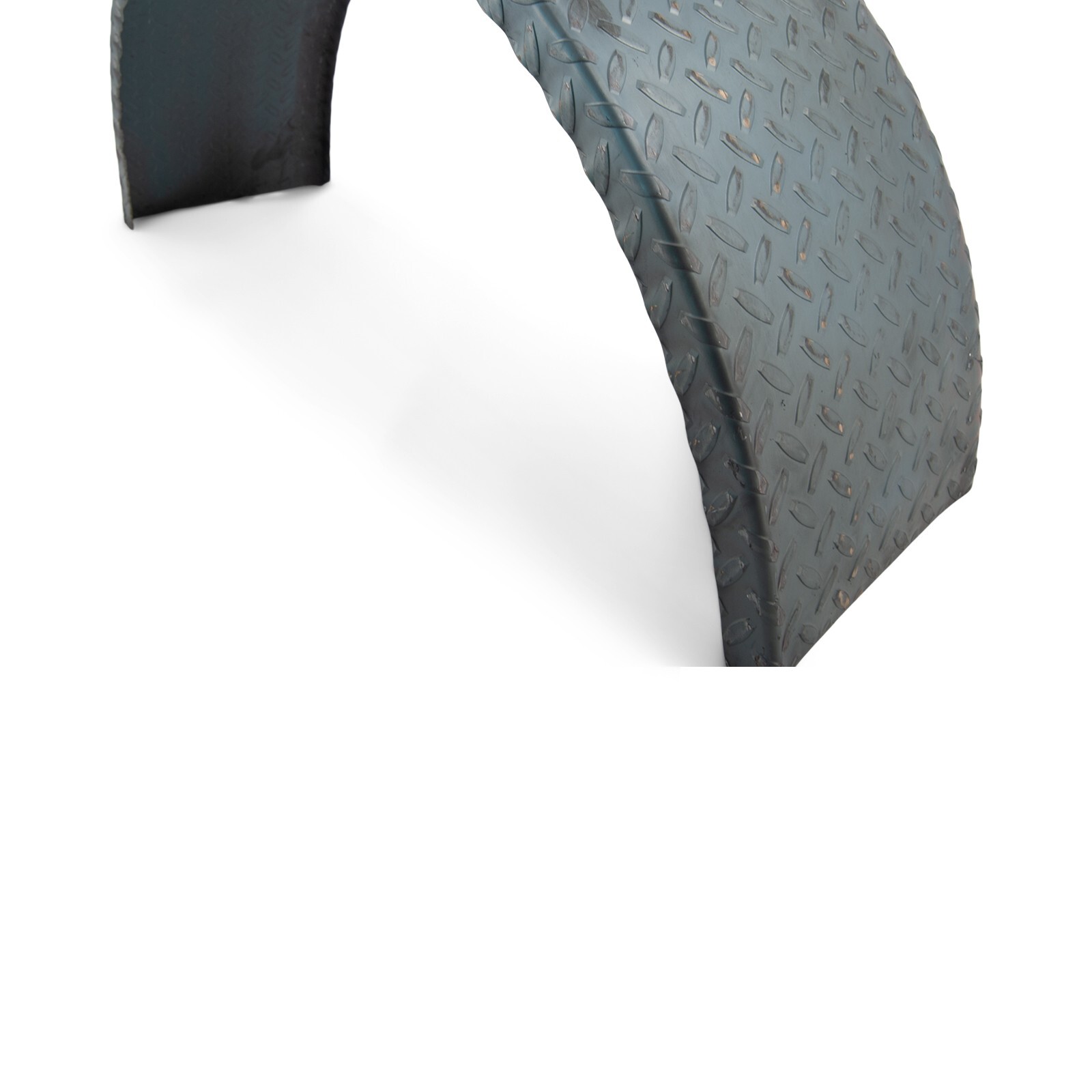 (Qty 2)- Trailer Fenders Single Axle Round Steel Diamond Plate 9″ x 32″ x 15″