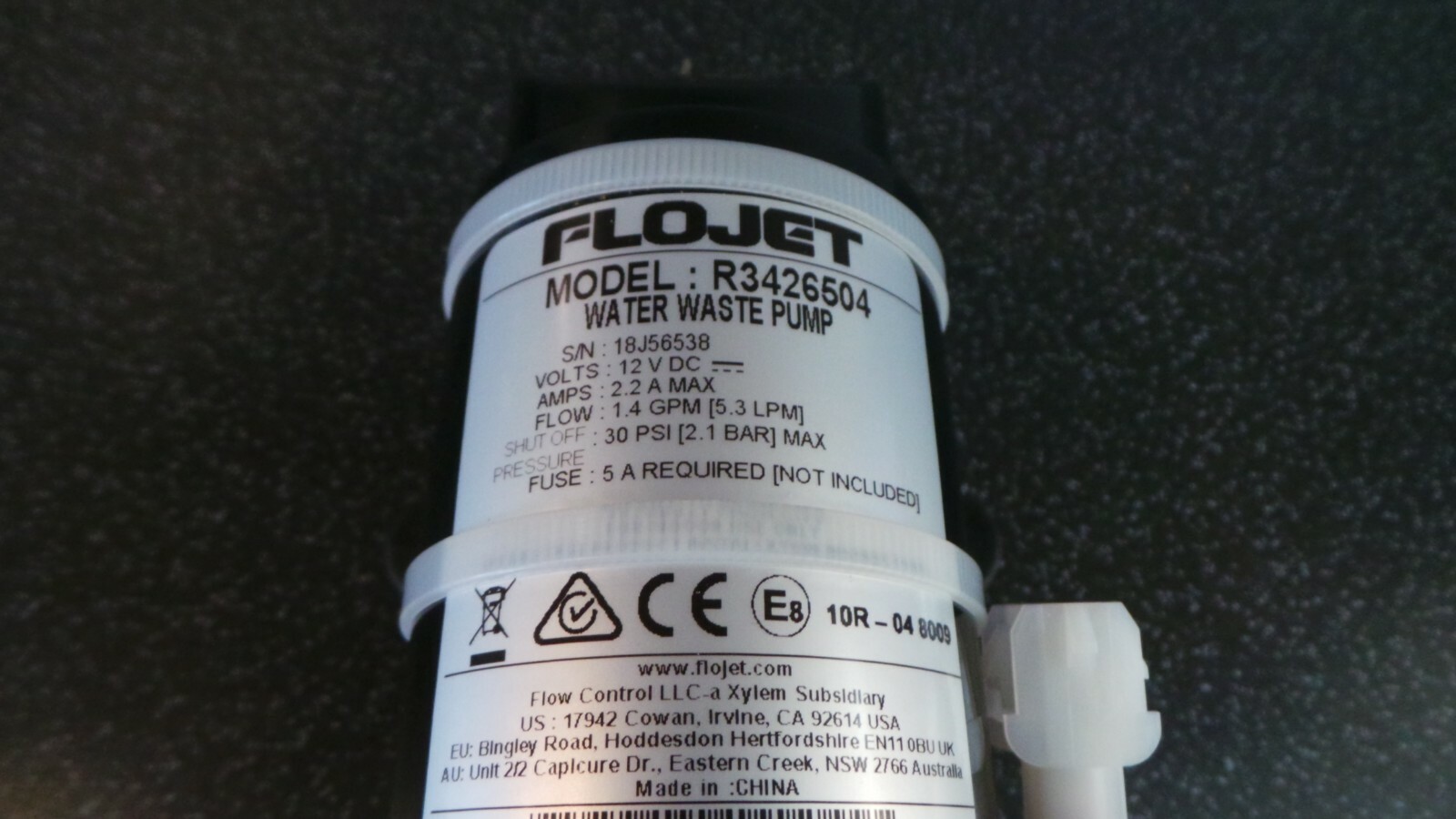 FLOJET 12V R3426504 30 PSI WATER PUMP RV/CARAVAN/MOTORHOME/BOAT/CATERING TRAILER