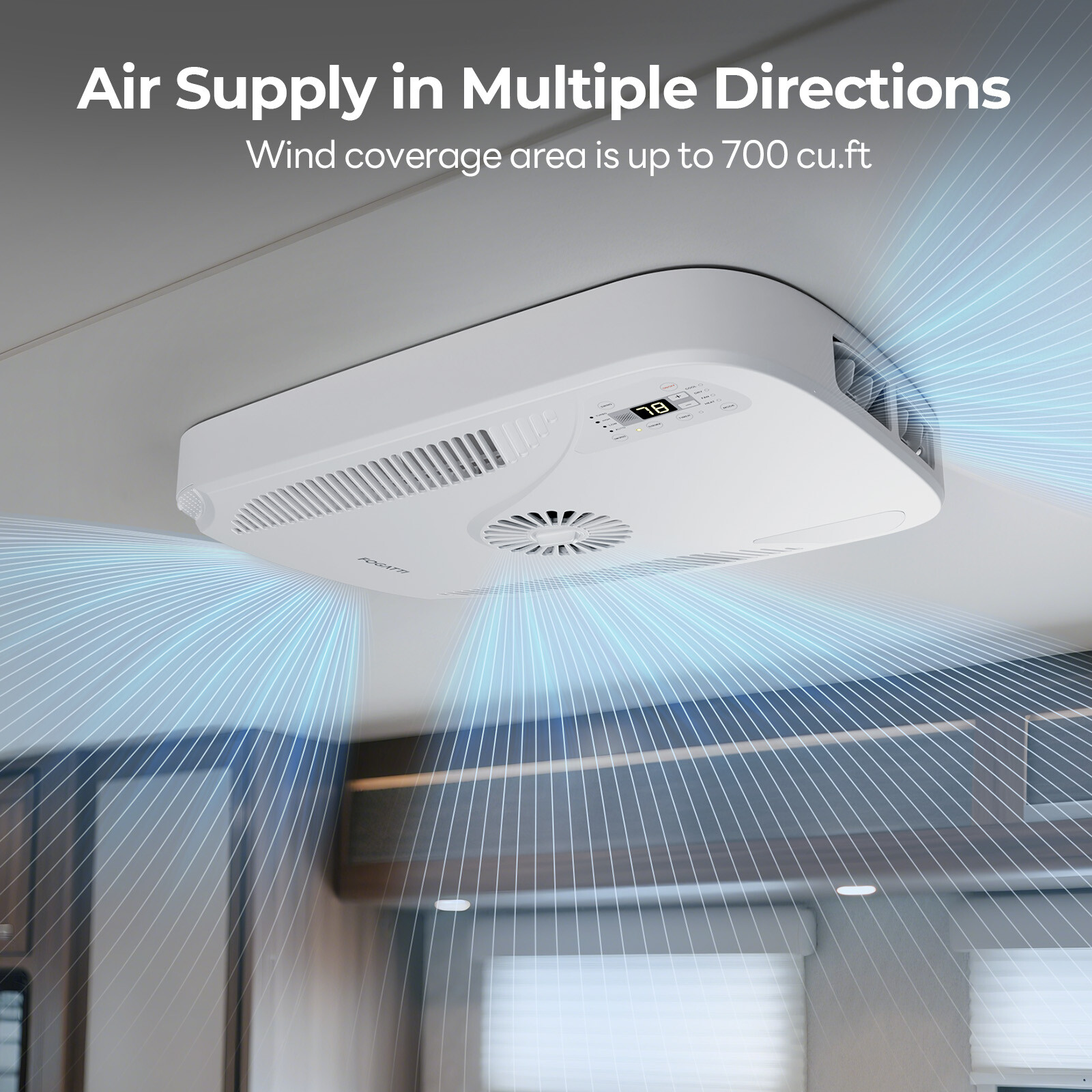 FOGATTI 16K BTU RV AC Unit, with Heat Pump and Cooling, with WiFi and Remote
