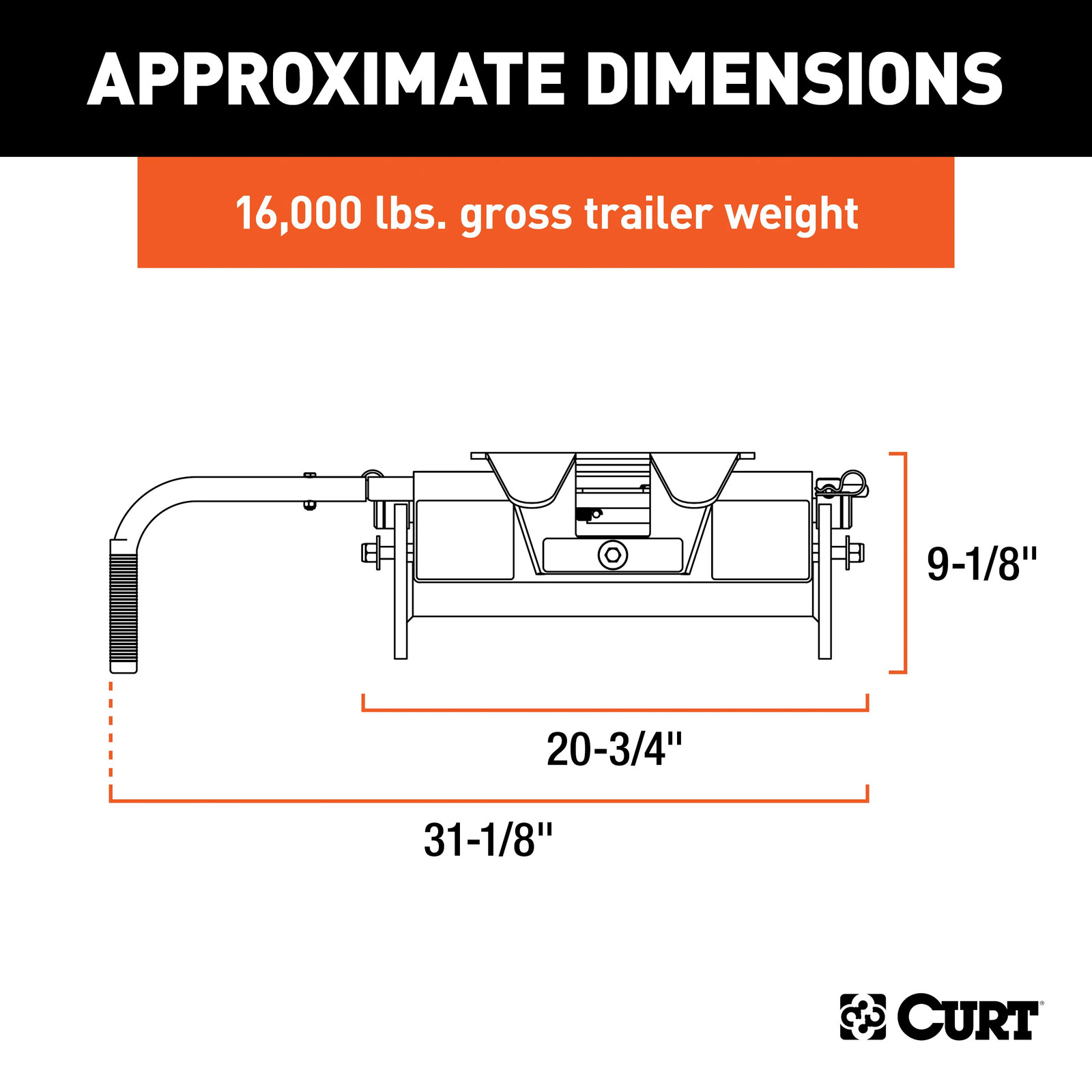 CURT 16697 E16 5th Wheel Slider Hitch 16K 6.5-Foot Bed Puck System
