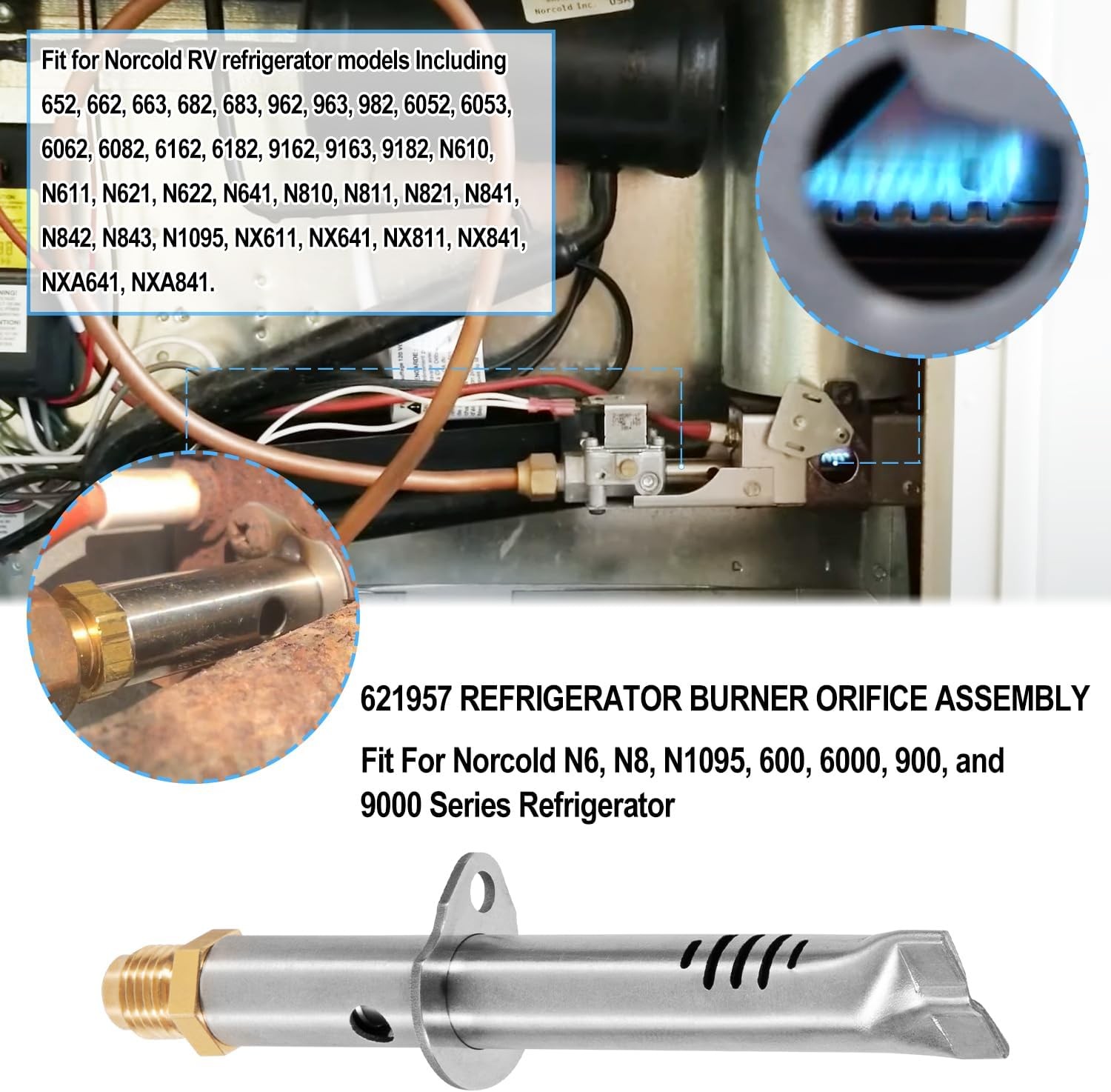 Fit for Norcold N1095,N61X,N62X 621957 Refrigerator Burner Orifice Assembly Kit