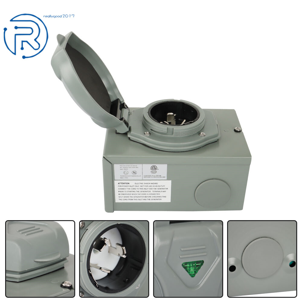 RV 50 Amp Generator Inlet Box NEMA SS2-50P 125/250V Power Inlet Box For 3 Prong