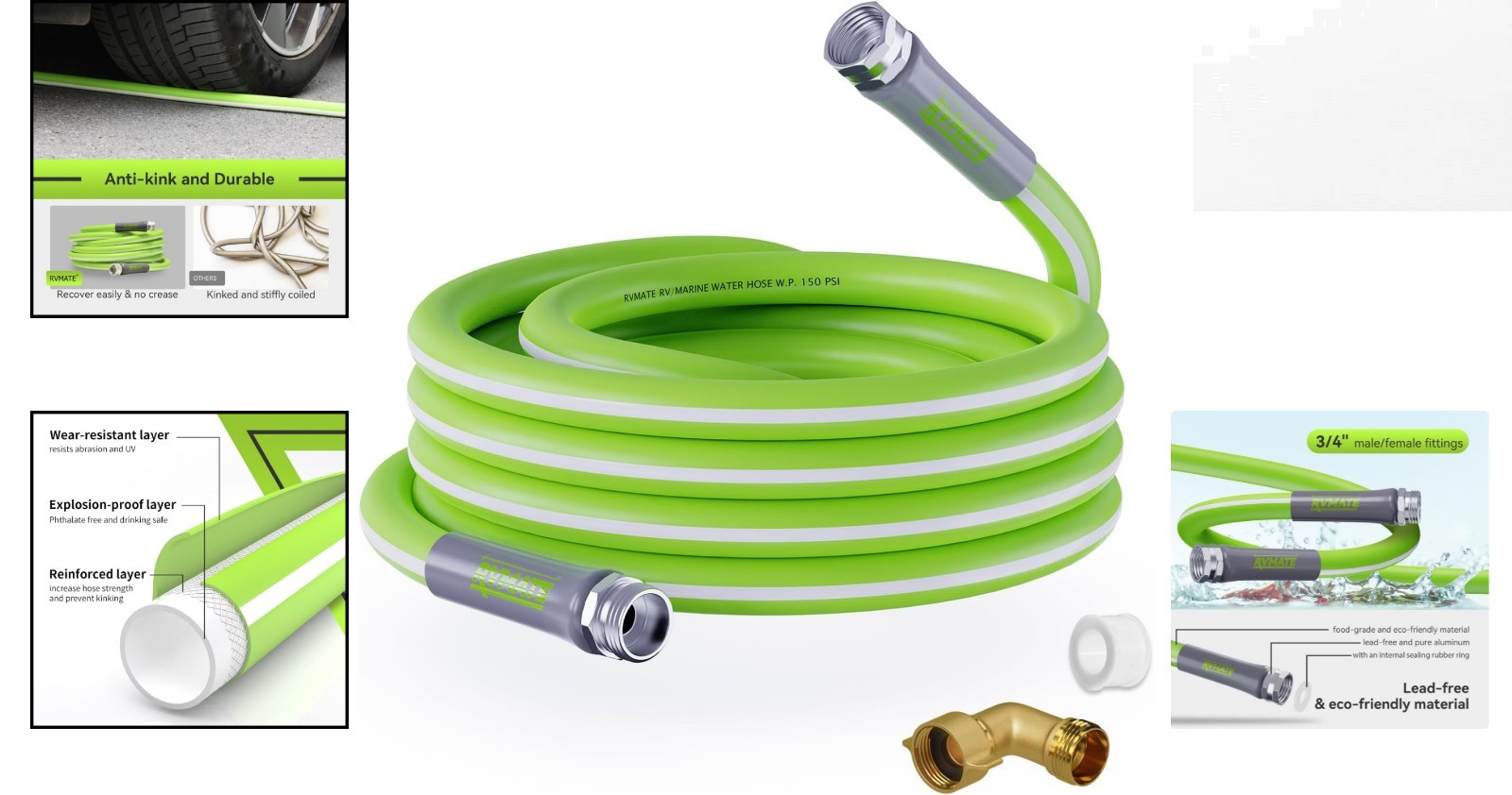 25FT Lead-Free RV Water Hose – Safe Drinking Water with Kink-Resistant Design