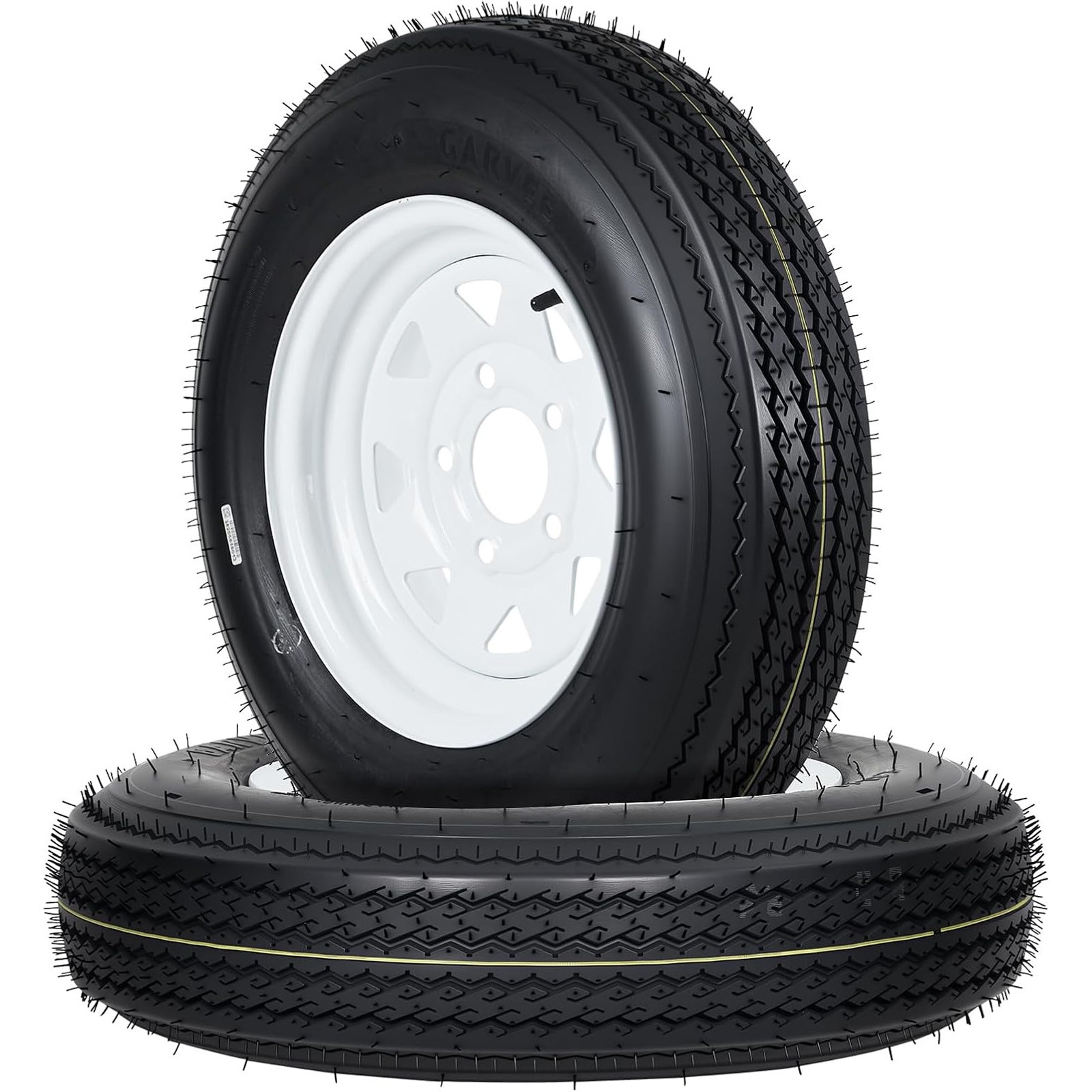 2 Pack 5.30-12 Trailer Tires with 12″ Rims 5 Lug on 4.5″ Center Bore 2.8″ 6Ply