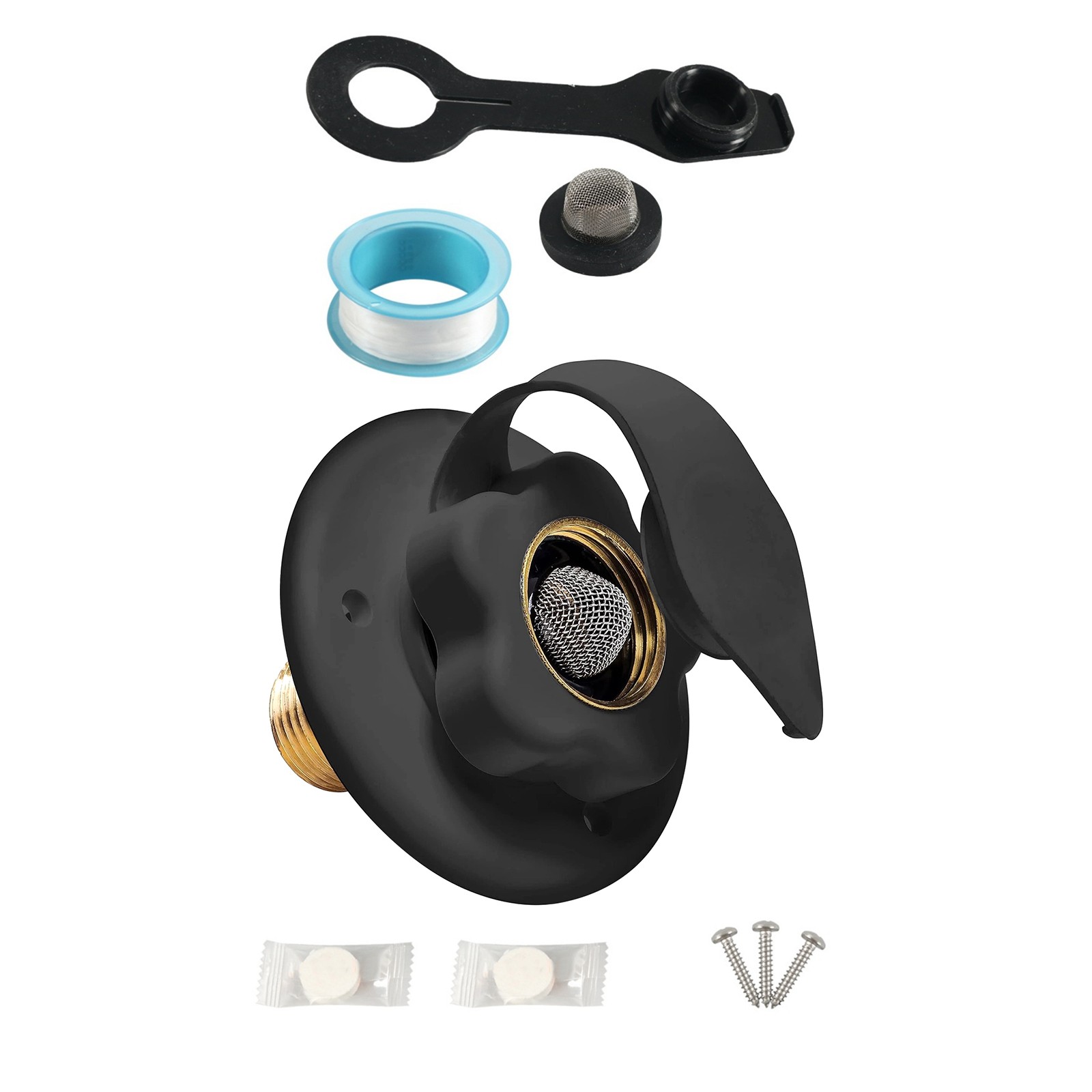 RV City Water Inlet w/Check Valve Flange 3/4″GHT-1/2″NPT Universal Camping Kit